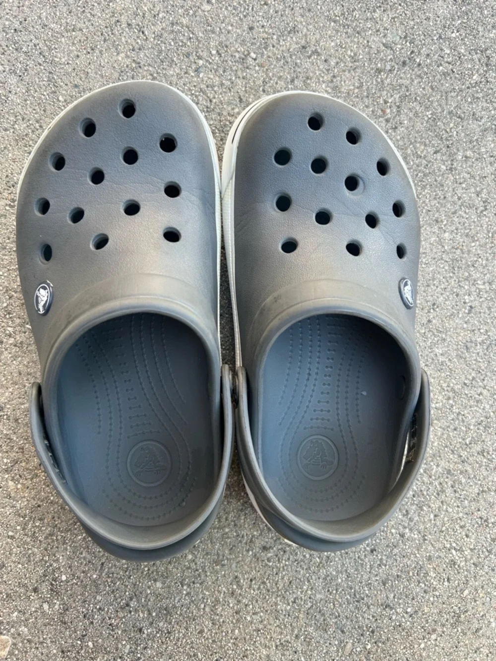 CROCS Two-Tone Charcoal Gray Slip-On Clogs Size J3 - Picture 2 of 3